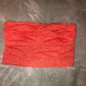 Arie coral lace bando/ tubetop